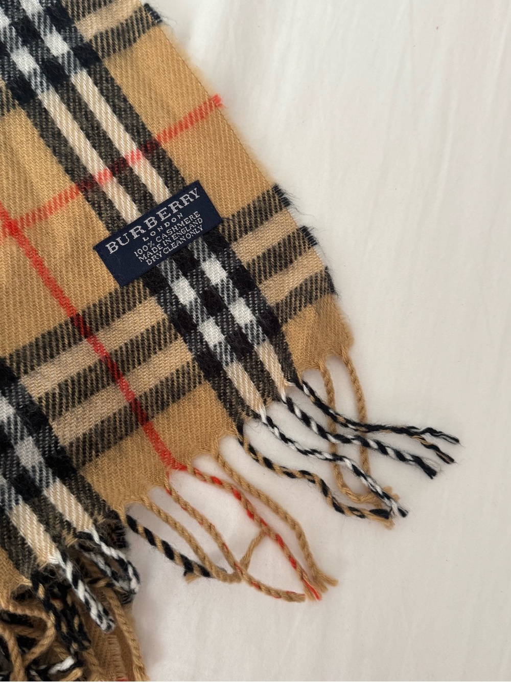 Vintage Burberry Classic Check Cashmere Scarf - Camel - Picture 4 of 5